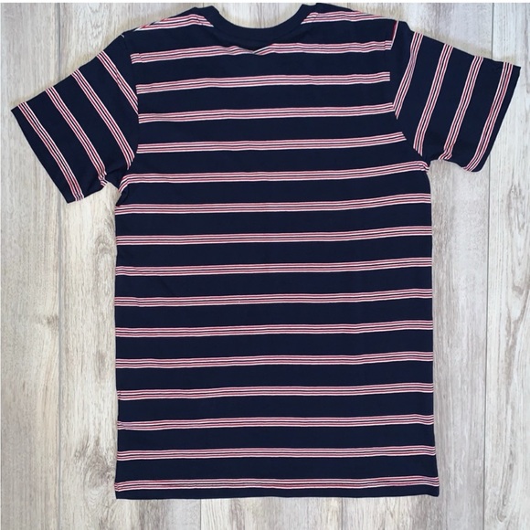 MENS NAVY BLUE STRIPE T SHIRT - Picture 4 of 5